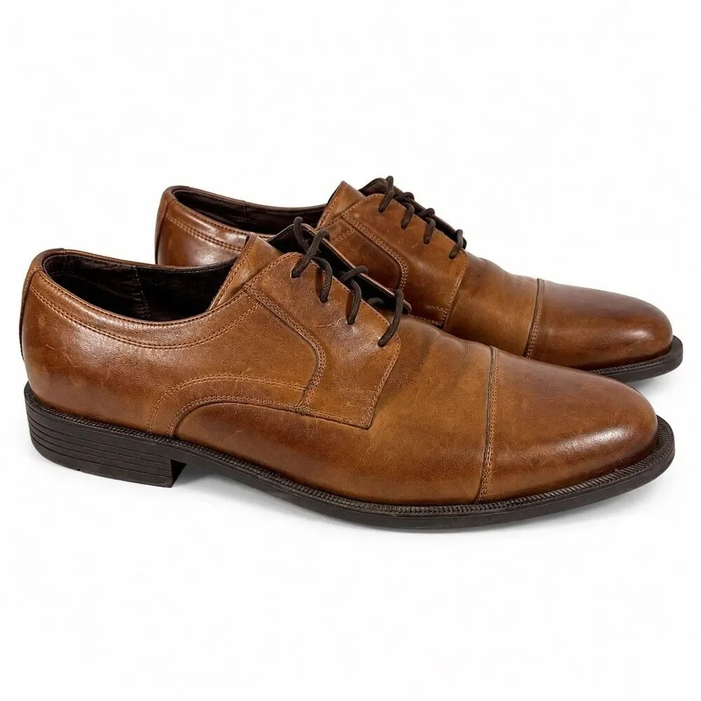 Cole Haan Dustin Cap OX II Oxford Men 11.5M Brown Leather Cap Toe Dress Shoes